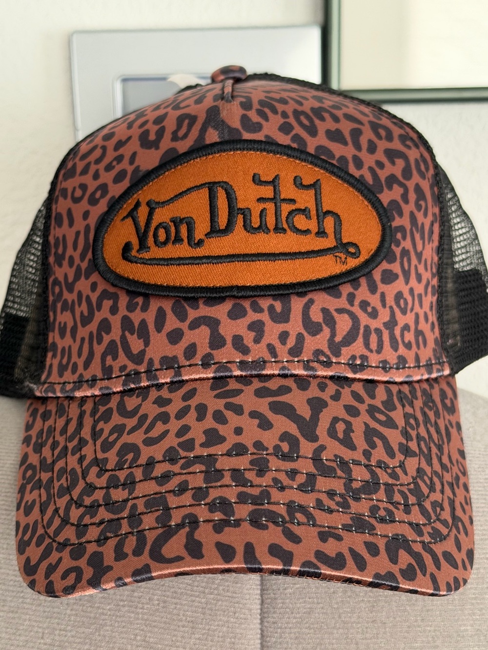 Von Dutch Kids Leopard Trucker Hat - Brown/Black